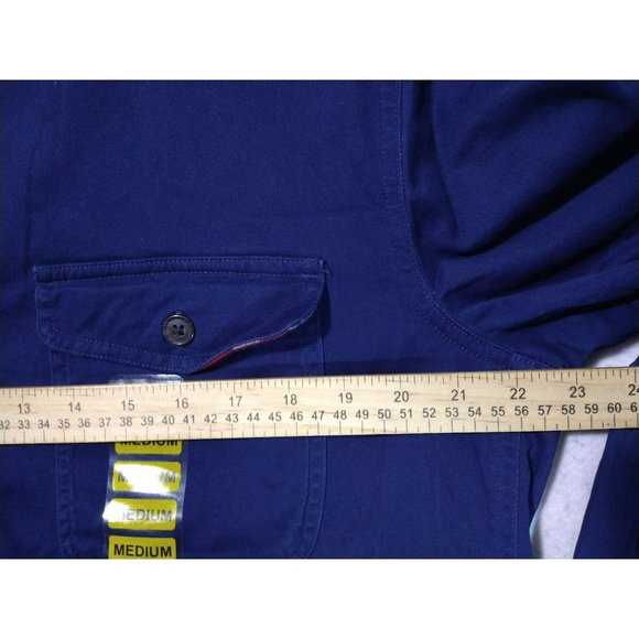 Lands End Mens Flannel Lined Work Shirt Jacket Shacket Navy Blue Size Medium New - Picture 10 of 11